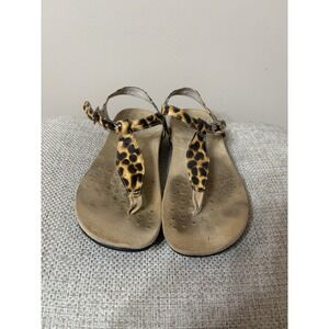 Vionic Womens Paden T-Strap Sandal Size 6 Patent Leopard Animal Print Comfort‎